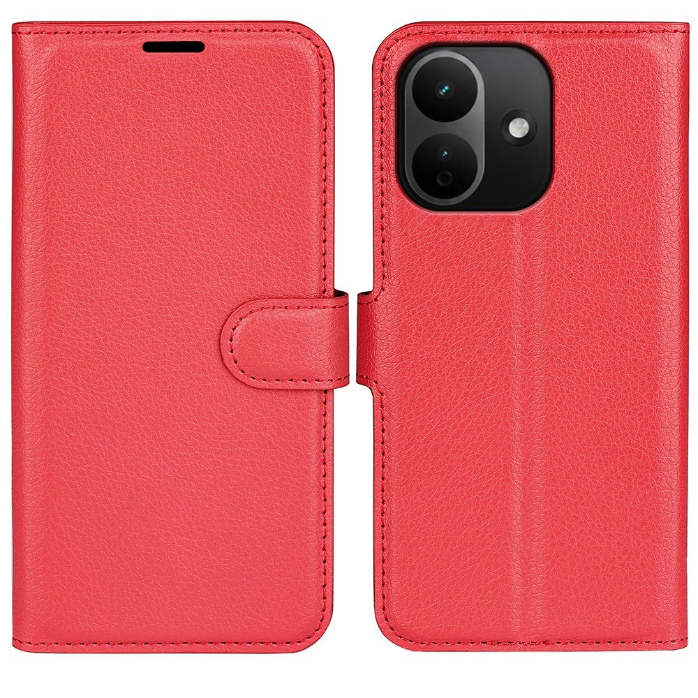Litchi knížkové pouzdro na Xiaomi Redmi Note 17 Pro 5G - červené