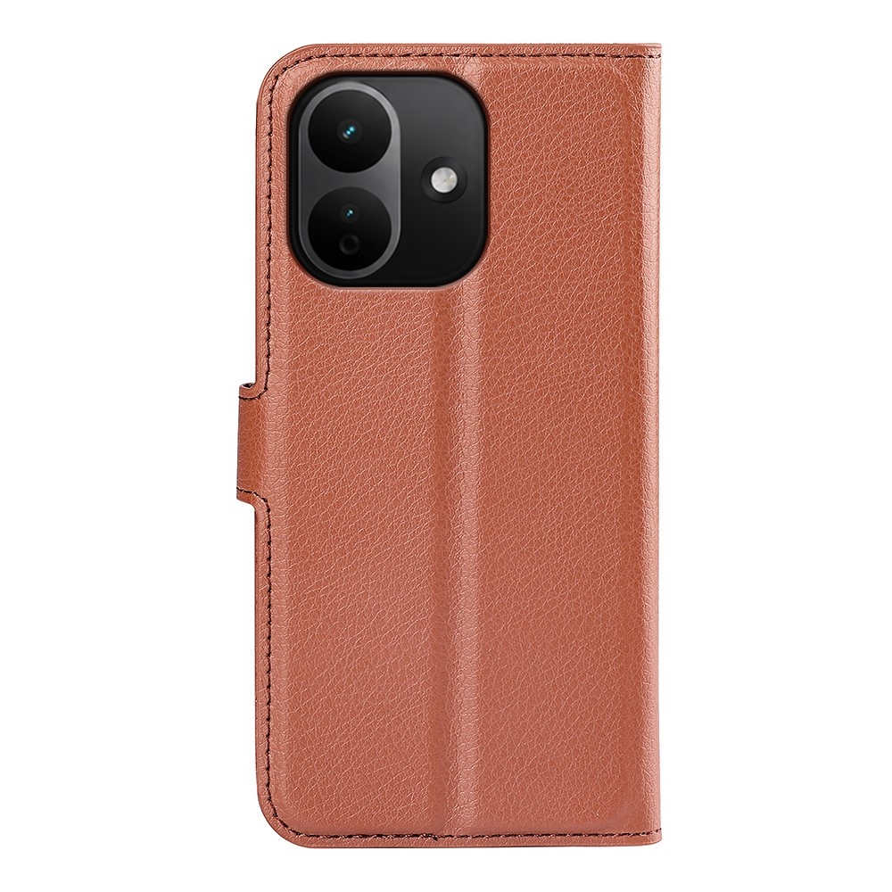 Litchi knížkové pouzdro na Xiaomi Redmi Note 17 Pro 5G - hnědé