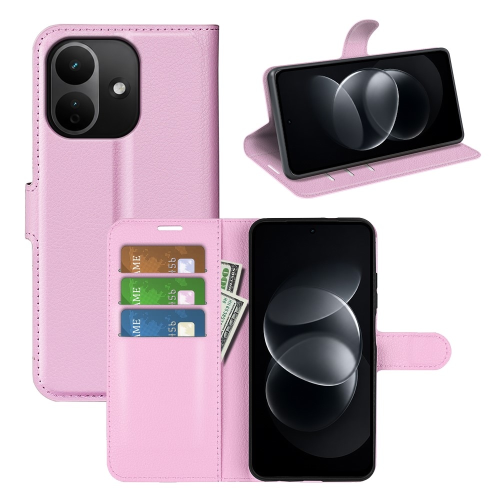 Litchi knížkové pouzdro na Xiaomi Redmi Note 17 Pro 5G - růžové