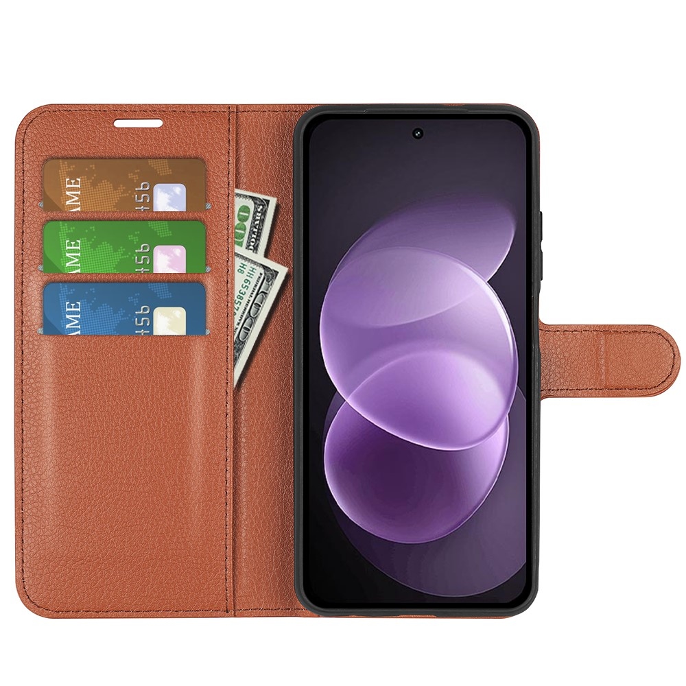 Litchi knížkové pouzdro na Xiaomi Redmi Note 17 Pro Max 5G - hnědé
