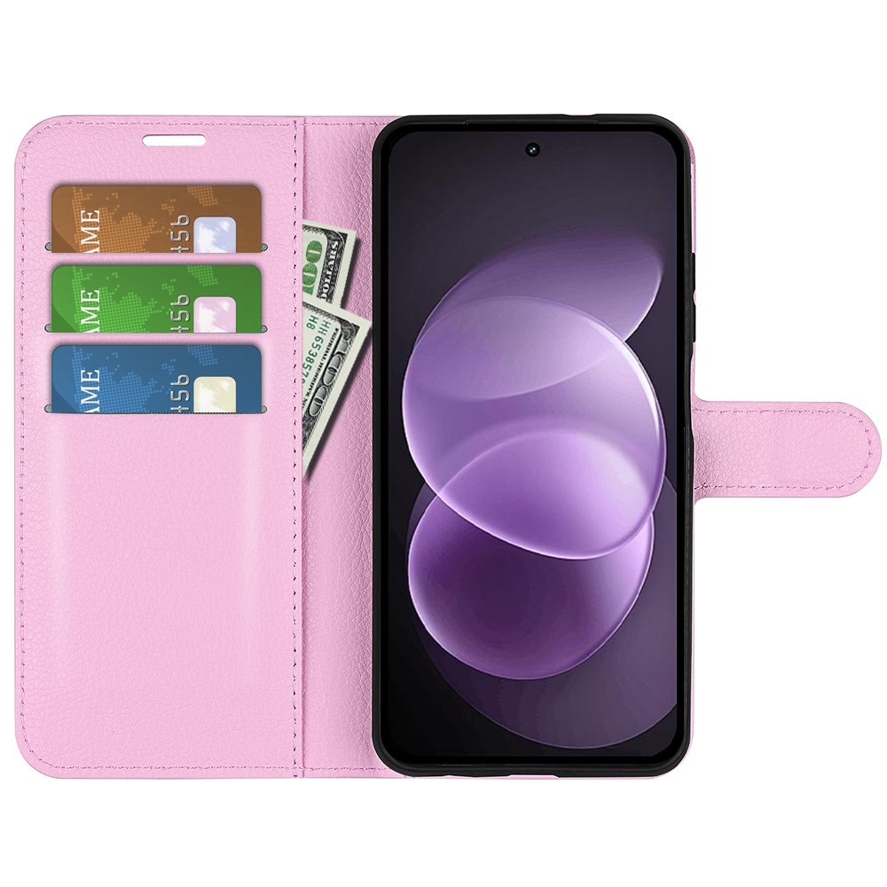 Litchi knížkové pouzdro na Xiaomi Redmi Note 17 Pro Max 5G - růžové