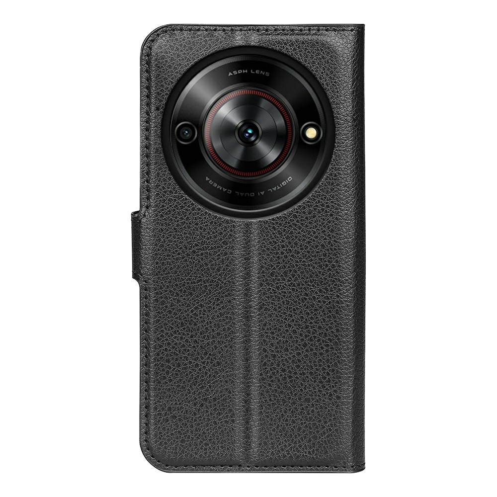Litchi knížkové pouzdro na ZTE Blade A75 5G - černé