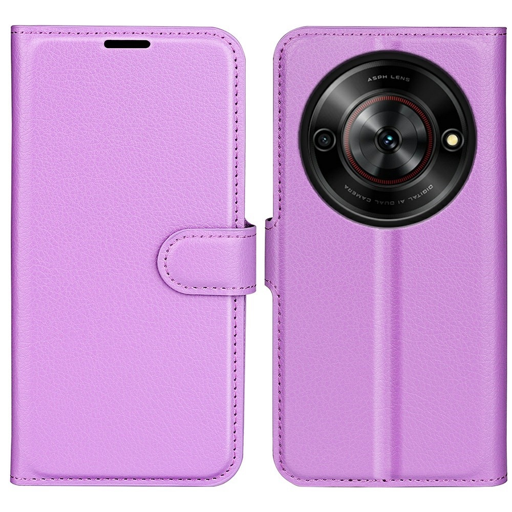 Litchi knížkové pouzdro na ZTE Blade A75 5G - fialové