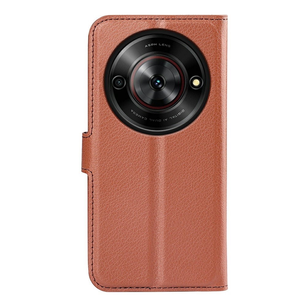 Litchi knížkové pouzdro na ZTE Blade A75 5G - hnědé