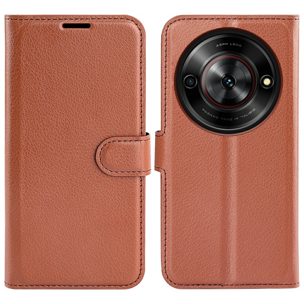 Litchi knížkové pouzdro na ZTE Blade A75 5G - hnědé