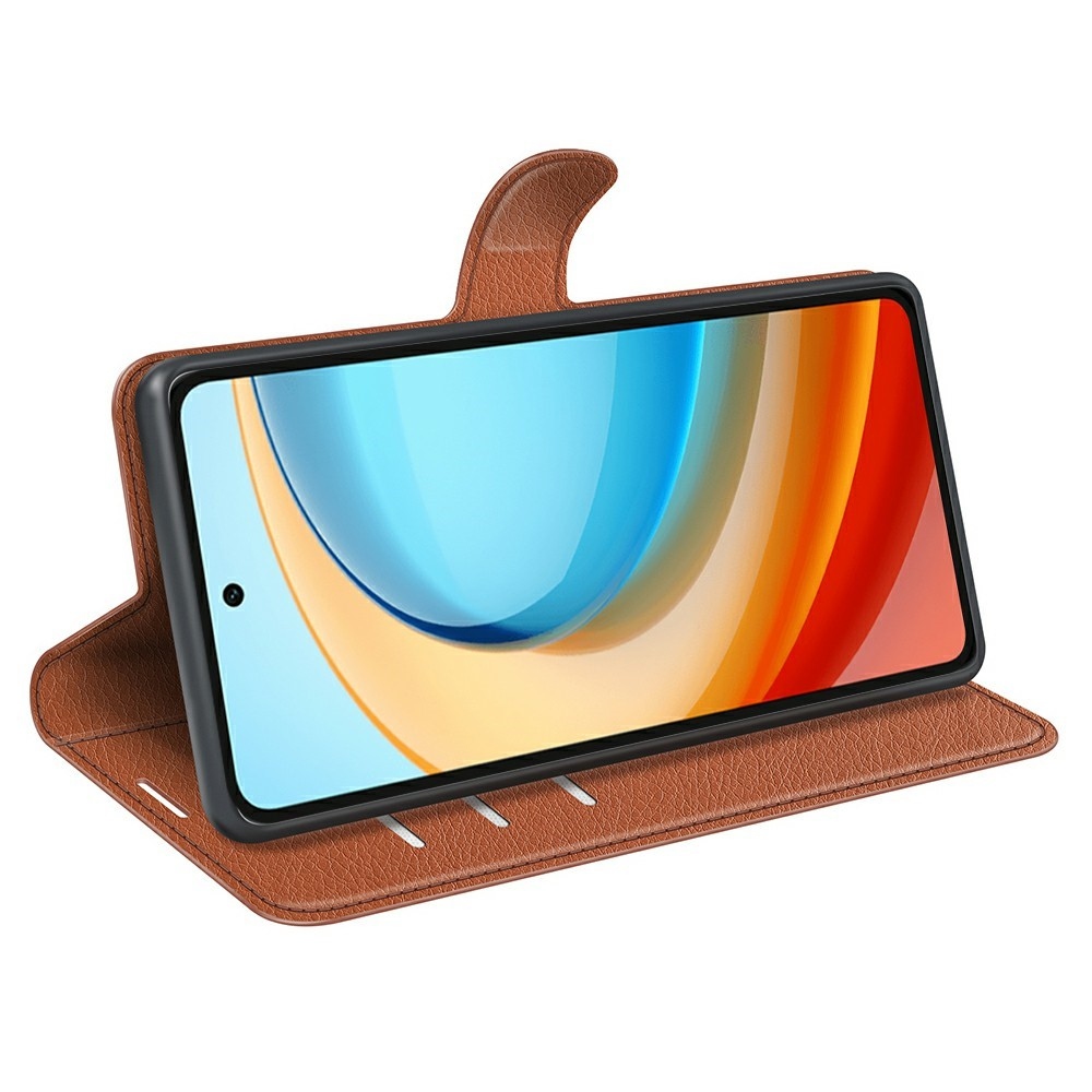 Litchi knížkové pouzdro na ZTE Blade A75 5G - hnědé