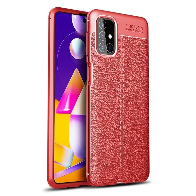 Litchi odolný gelový kryt na mobil Samsung Galaxy M31s - červený