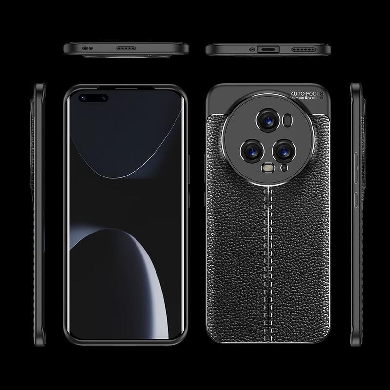 Litchi odolný gelový obal na Honor Magic 5 Pro 5G - černý