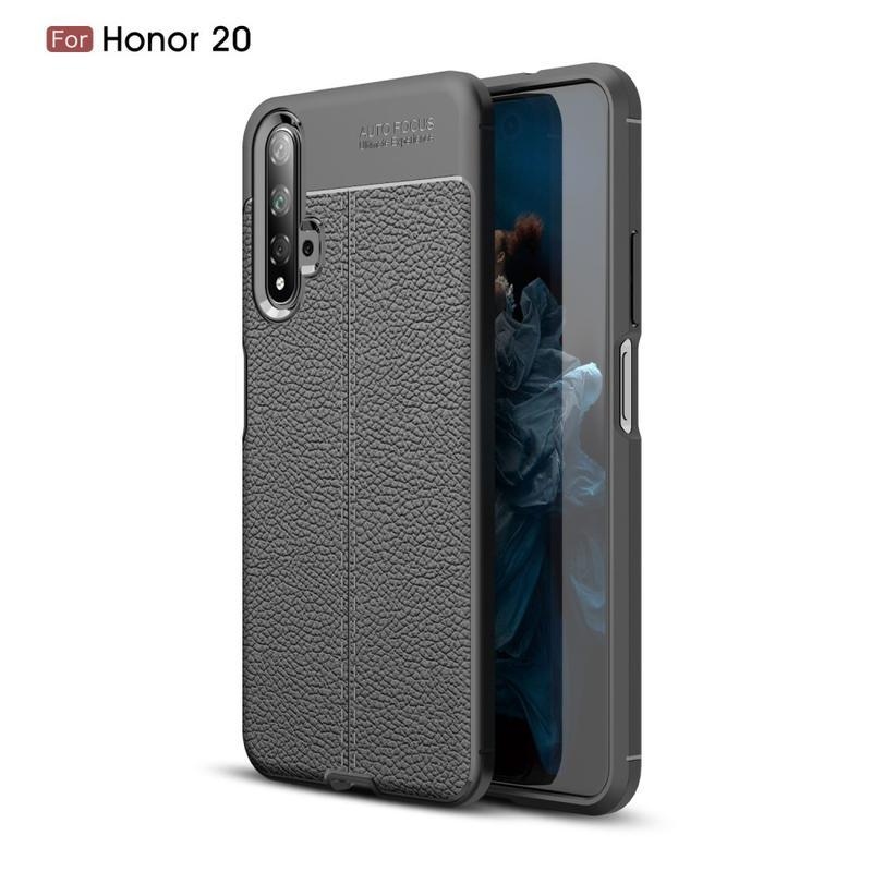 Litchi odolný gelový obal na mobil Honor 20 / Huawei Nova 5T - černý