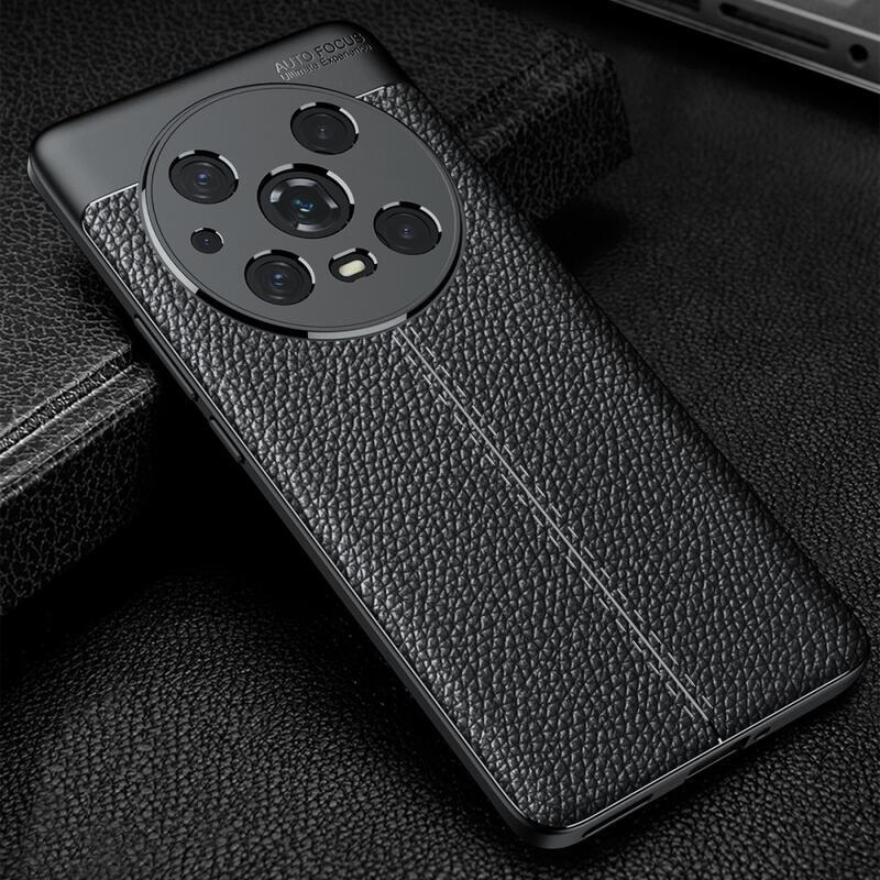 Litchi odolný gelový obal na mobil Honor Magic 4 Pro 5G - černý