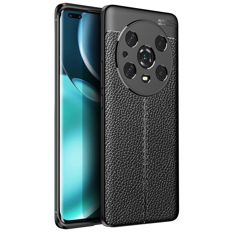 Litchi odolný gelový obal na mobil Honor Magic 4 Pro 5G - černý