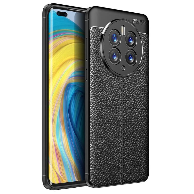 Litchi odolný gelový obal na mobil Huawei Mate 50 Pro - černý