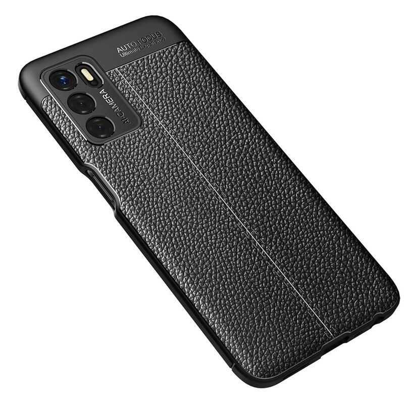 Litchi odolný gelový obal na mobil Oppo A16s/A54s - černý