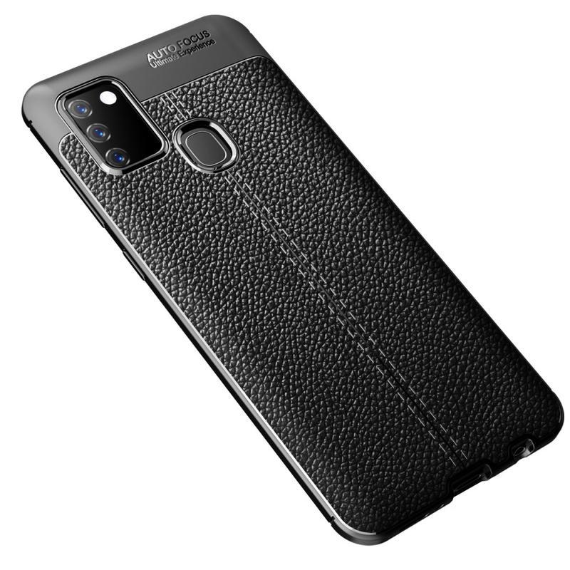 Litchi odolný gelový obal na mobil Samsung Galaxy A21s - černý