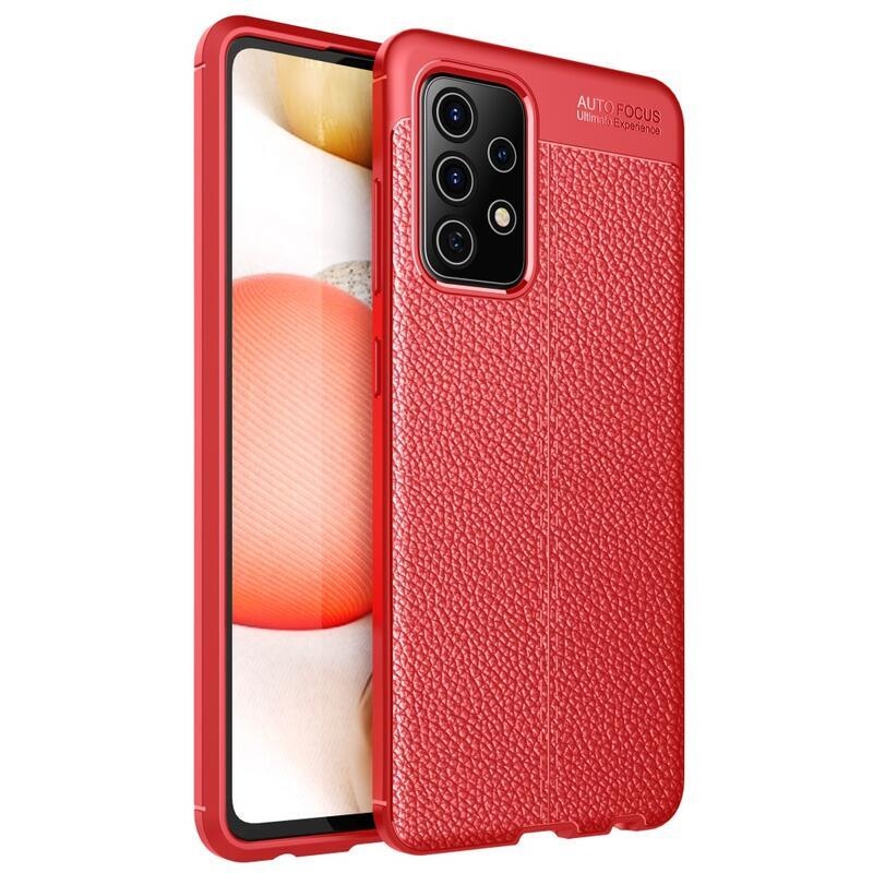 Litchi odolný gelový obal na mobil Samsung Galaxy A72 5G/4G - červený