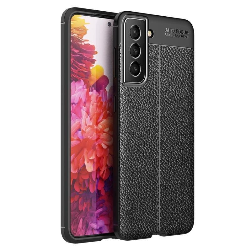 Litchi odolný gelový obal na mobil Samsung Galaxy S22 5G - černý