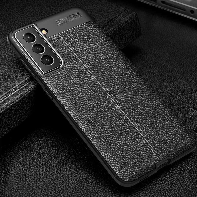 Litchi odolný gelový obal na mobil Samsung Galaxy S22 5G - černý
