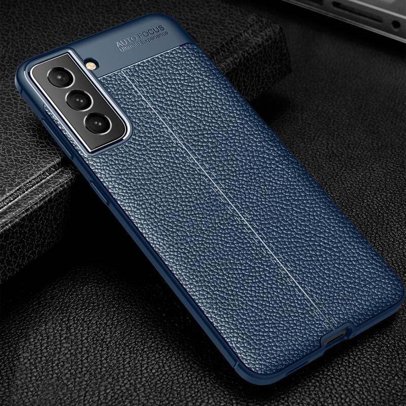 Litchi odolný gelový obal na mobil Samsung Galaxy S22 5G - modrý