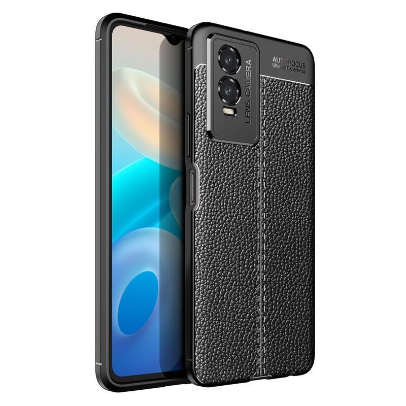 Litchi odolný gelový obal na mobil Vivo Y76 5G/Y76s - černý