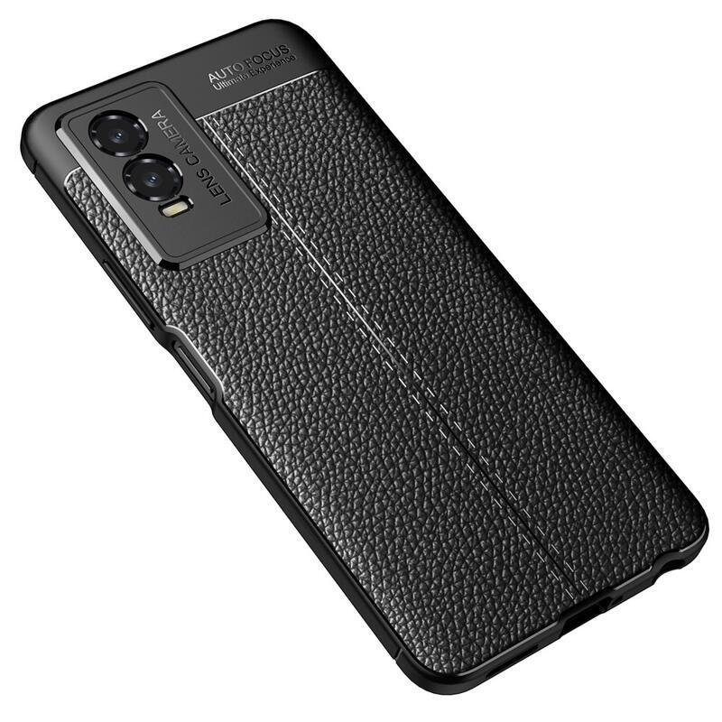 Litchi odolný gelový obal na mobil Vivo Y76 5G/Y76s - černý