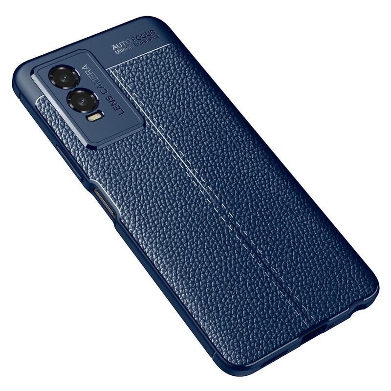 Litchi odolný gelový obal na mobil Vivo Y76 5G/Y76s - modrý