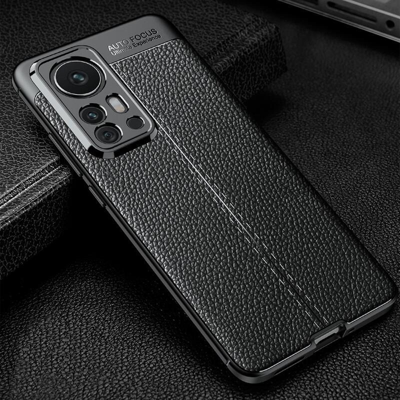 Litchi odolný gelový obal na mobil Xiaomi 12 Pro - černý