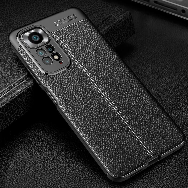Litchi odolný gelový obal na mobil Xiaomi Redmi Note 11 4G/Note 11S 4G - černý