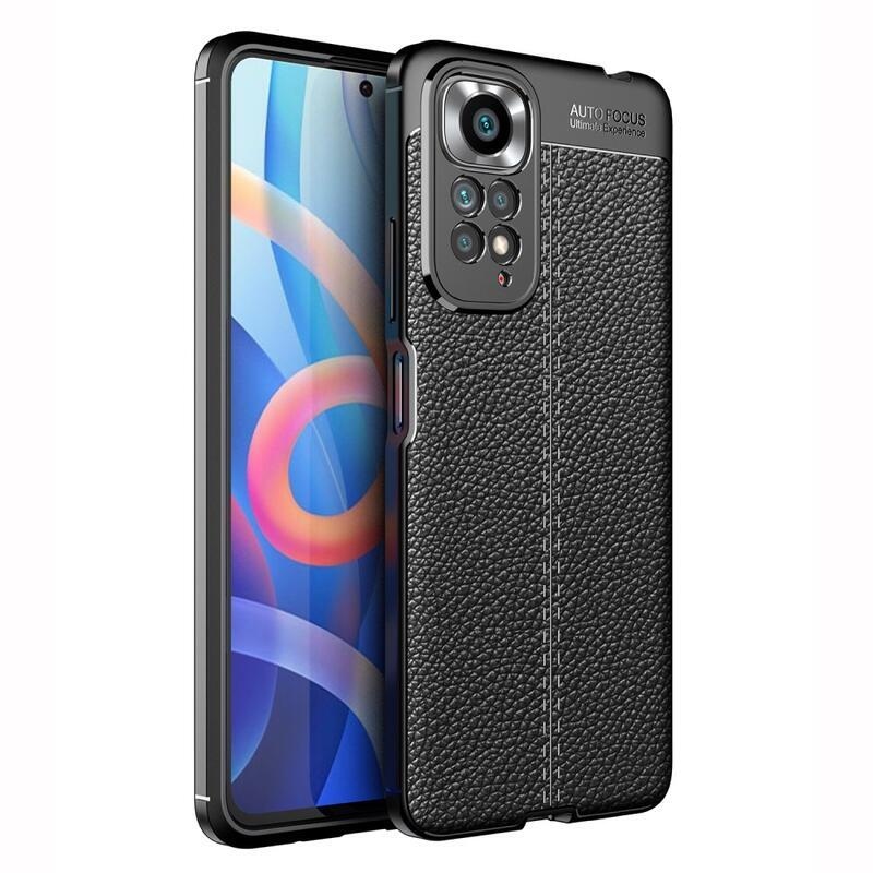 Litchi odolný gelový obal na mobil Xiaomi Redmi Note 11 4G/Note 11S 4G - černý