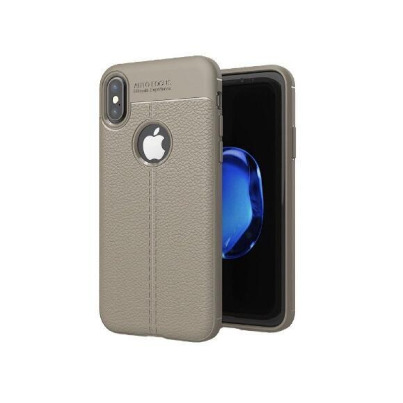 Litchi odolný gelový obal pro iPhone X/XS - šedý