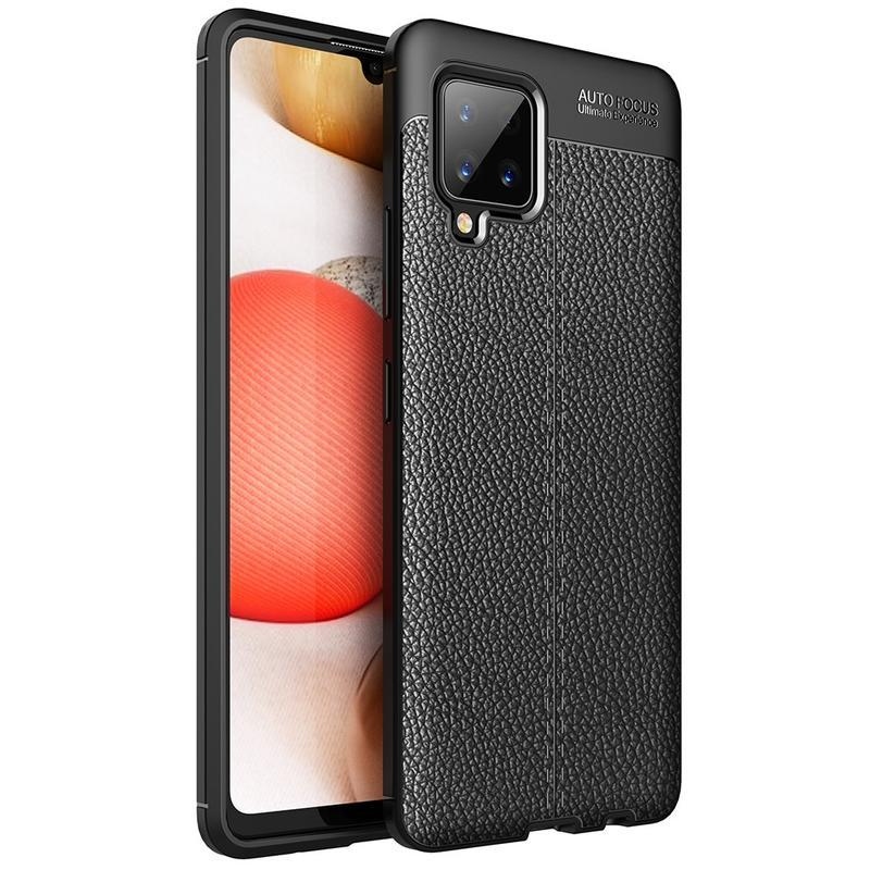 Litchi odolný gelový obal pro mobil Samsung Galaxy A42 5G - černý