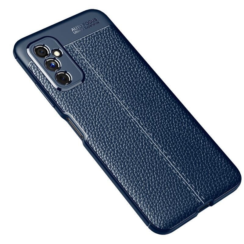 Litchi odolný gelový texturovaný obal na mobil Samsung Galaxy M52 5G - modrý