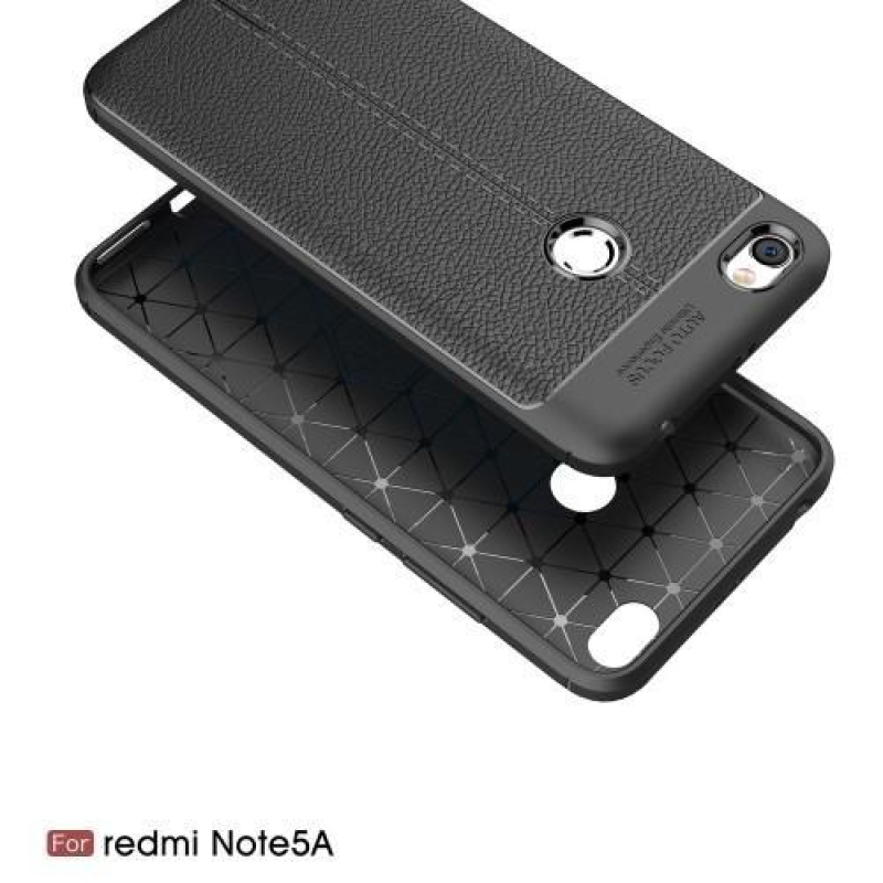 Litchi odolný obal s texturovanými zády na Xiaomi Redmi Note 5A Prime- červený