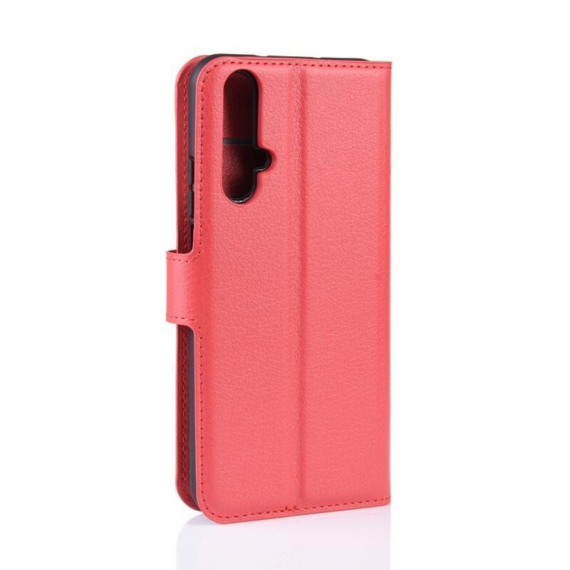 Litchi peněženkové pouzdro na Honor 20/Huawei Nova 5T - červené