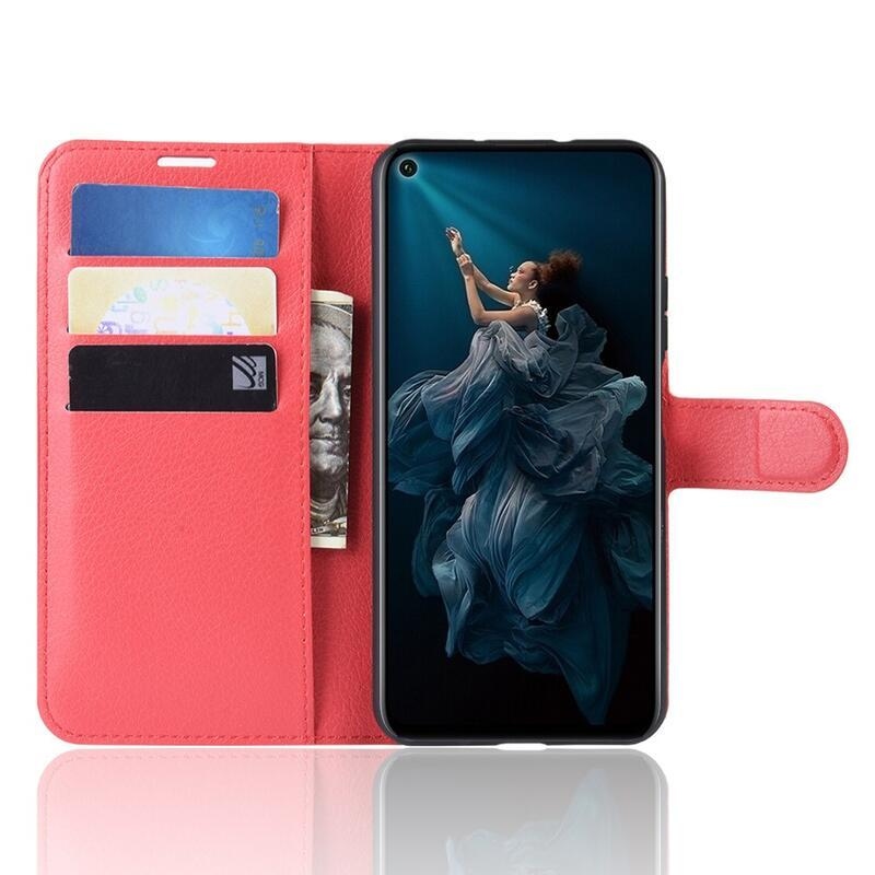 Litchi peněženkové pouzdro na Honor 20/Huawei Nova 5T - červené