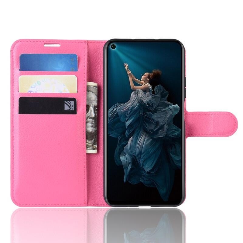 Litchi peněženkové pouzdro na Honor 20/Huawei Nova 5T - rose