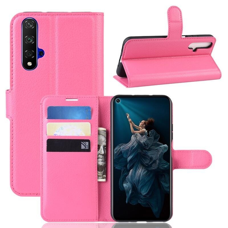Litchi peněženkové pouzdro na Honor 20/Huawei Nova 5T - rose
