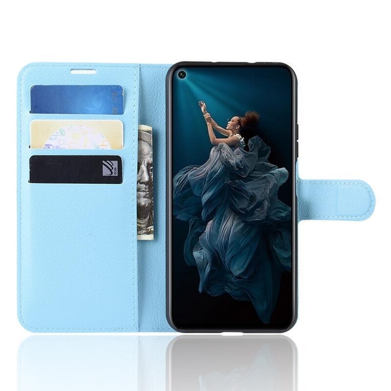 Litchi peněženkové pouzdro na Honor 20/Huawei Nova 5T - světlemodré