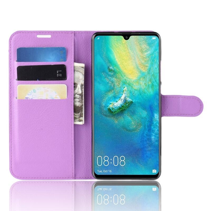 Litchi peněženkové pouzdro na Huawei P30 Pro - fialové