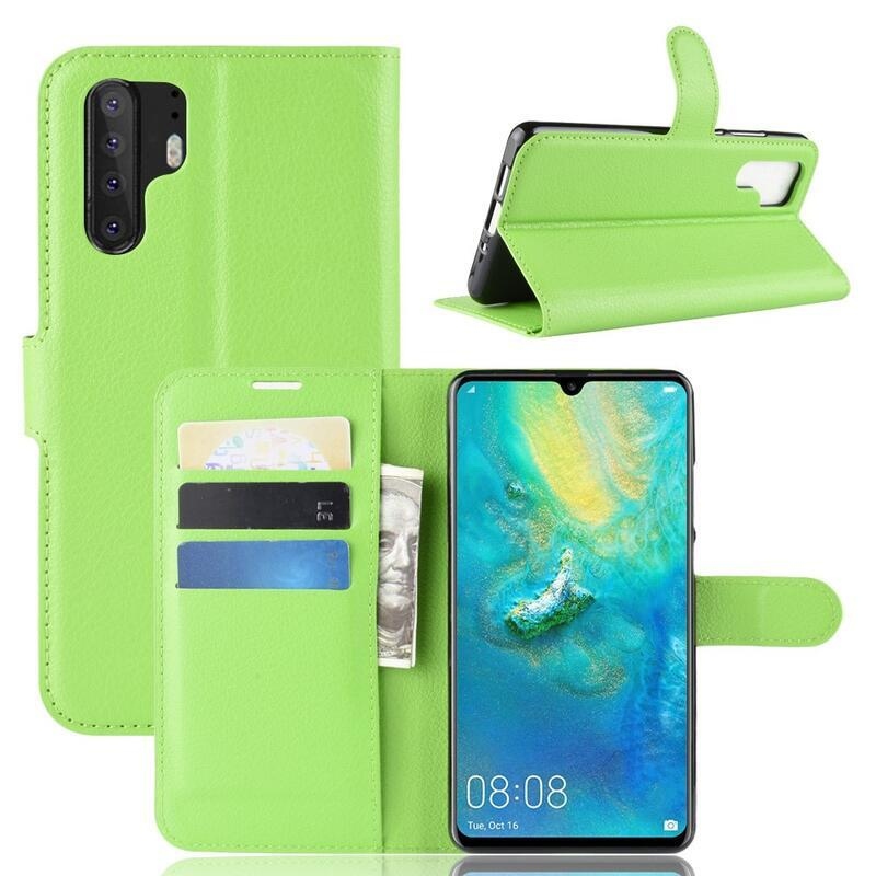 Litchi peněženkové pouzdro na Huawei P30 Pro - zelené