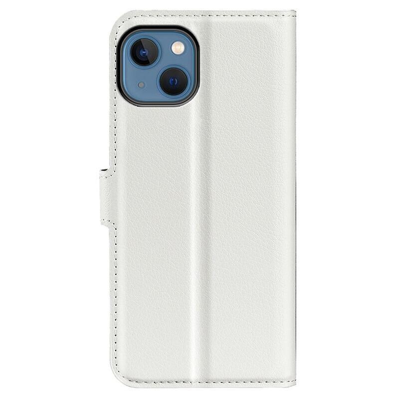 Litchi peněženkové pouzdro na iPhone 14 Plus - bílé