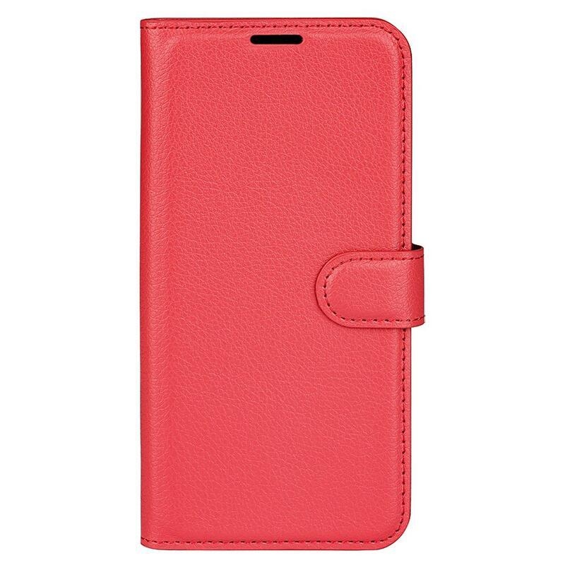 Litchi peněženkové pouzdro na iPhone 14 Plus - červené
