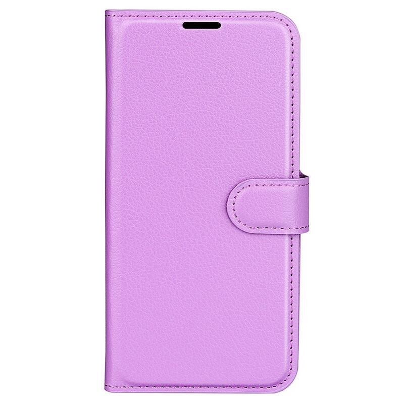 Litchi peněženkové pouzdro na iPhone 14 Plus - fialové