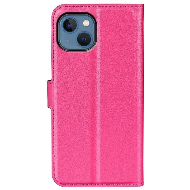 Litchi peněženkové pouzdro na iPhone 14 Plus - rose