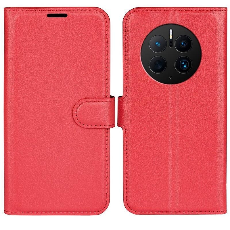 Litchi peněženkové pouzdro na mobil Huawei Mate 50 Pro - červené