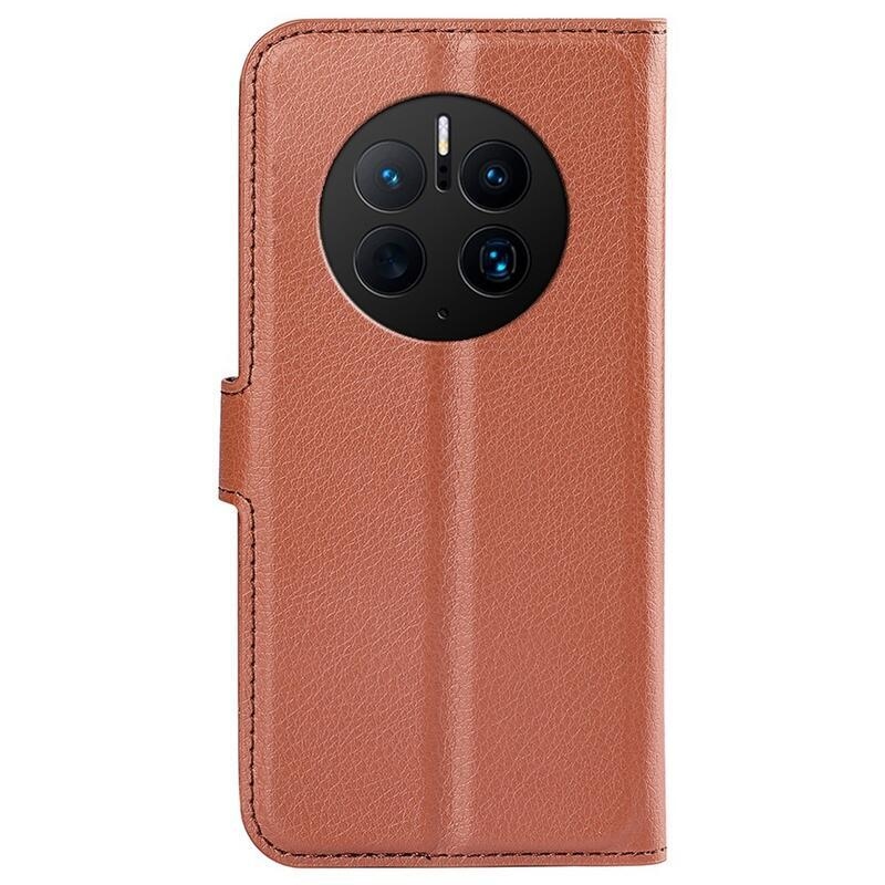 Litchi peněženkové pouzdro na mobil Huawei Mate 50 Pro - hnědé