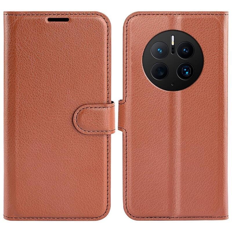 Litchi peněženkové pouzdro na mobil Huawei Mate 50 Pro - hnědé