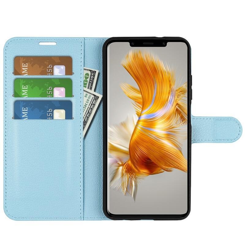 Litchi peněženkové pouzdro na mobil Huawei Mate 50 Pro - modré