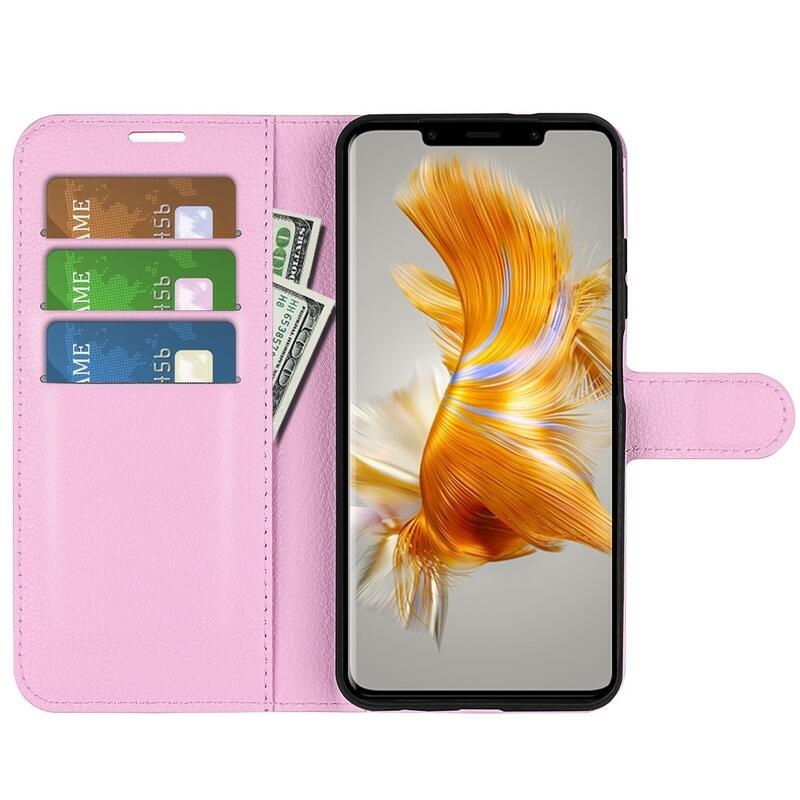 Litchi peněženkové pouzdro na mobil Huawei Mate 50 Pro - růžové