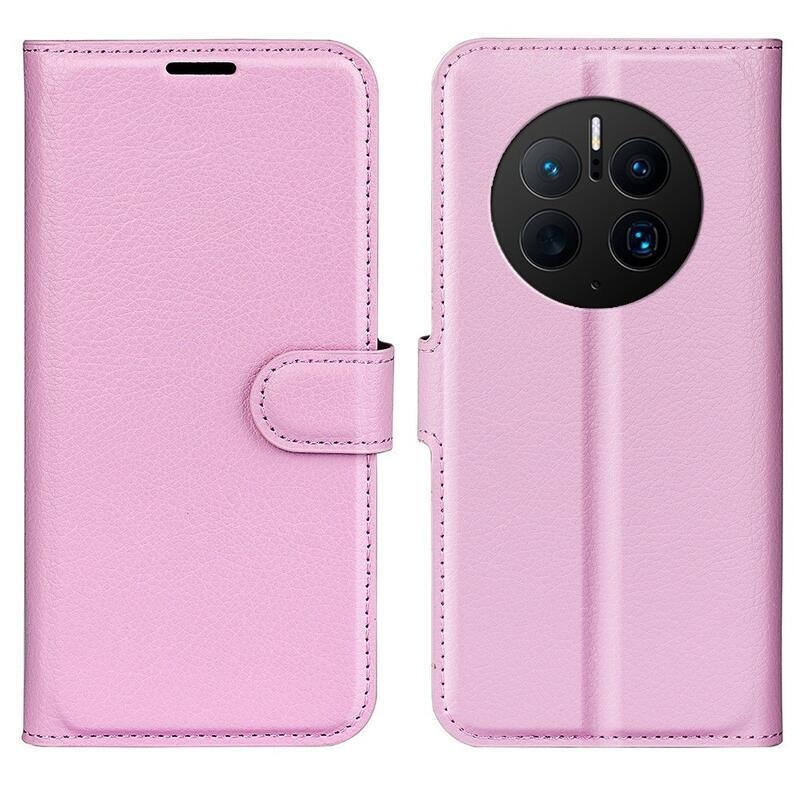 Litchi peněženkové pouzdro na mobil Huawei Mate 50 Pro - růžové