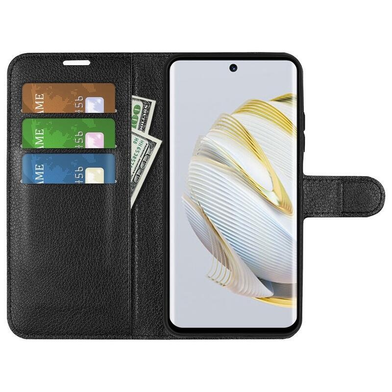 Litchi peněženkové pouzdro na mobil Huawei Nova 10 - černé